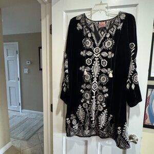 Johnny Was Embroidered Velvet Dress